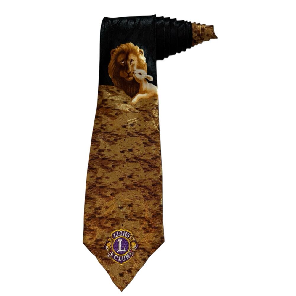 Steve Harris Lions Club Lion Lamb Vintage Novelty Necktie Polyester